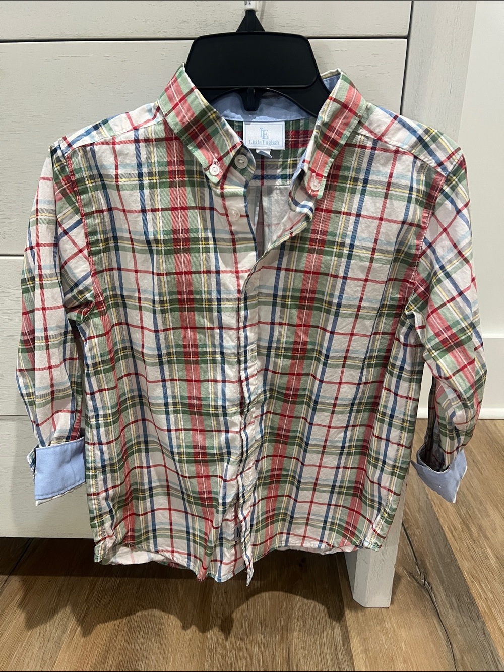 Little English Plaid Button-Down Shirt in Red, Green & Blue